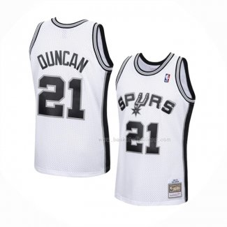 Maillot San Antonio Spurs Tim Duncan NO 21 Mitchell & Ness 1998-99 Blanc