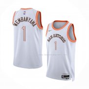 Maillot San Antonio Spurs Victor Wembanyama NO 1 Ville 2023-24 Blanc