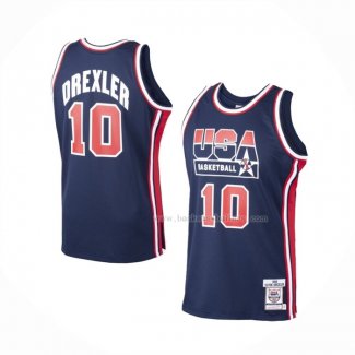 Maillot USA 1992 Clyde Drexler NO 10 Bleu