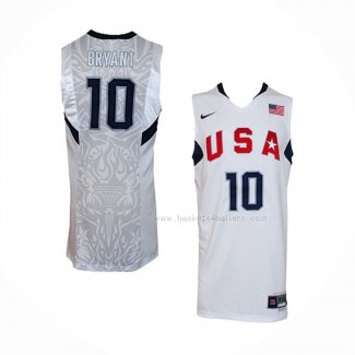 Maillot USA 2008 Kobe Bryant NO 10 Blanc