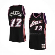 Maillot Utah Jazz John Stockton NO 12 Hardwood Classics 1998-99 Noir