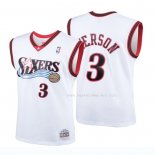 Maillot Enfant Philadelphia 76ers Allen Iverson NO 3 Mitchell & Ness 2000 Blanc