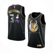 Maillot Golden Edition Milwaukee Bucks Giannis Antetokounmpo NO 34 2021-22 Noir