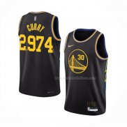 Maillot Golden State Warriors Stephen Curry 2974th 3 Points Noir