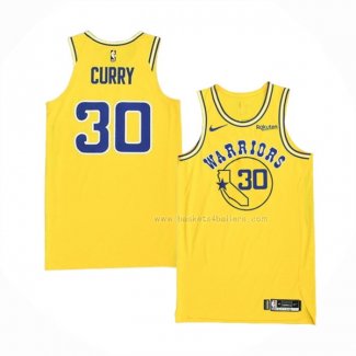 Maillot Golden State Warriors Stephen Curry NO 30 Hardwood Classic Authentique Jaune