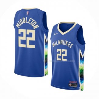 Maillot Milwaukee Bucks Khris Middleton NO 22 Ville 2022-23 Bleu