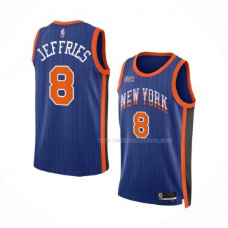 Maillot New York Knicks Daquan Jeffries NO 8 Ville 2023-24 Bleu