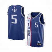 Maillot Sacramento Kings De'aaron Fox NO 5 Ville 2023 24 Bleu