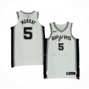 Maillot San Antonio Spurs Dejounte Murray NO 5 Association Authentique Blanc