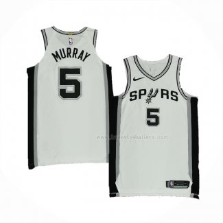 Maillot San Antonio Spurs Dejounte Murray NO 5 Association Authentique Blanc