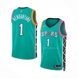 Maillot San Antonio Spurs Victor Wembanyama NO 1 Ville 2022-23 Vert