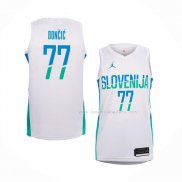 Maillot Slovenia Luka Doncic NO 77 Domicile Blanc