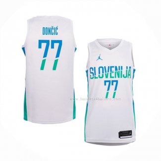 Maillot Slovenia Luka Doncic NO 77 Domicile Blanc