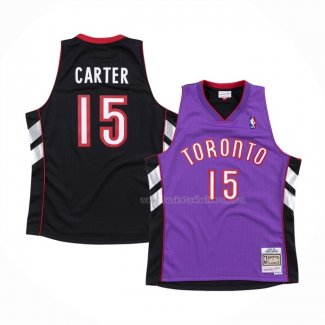 Maillot Toronto Raptors Vince Carter NO 15 Hardwood Classics Throwback Noir Volet